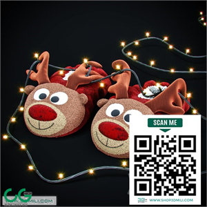 New Year's slippers Deer of Santa Claus